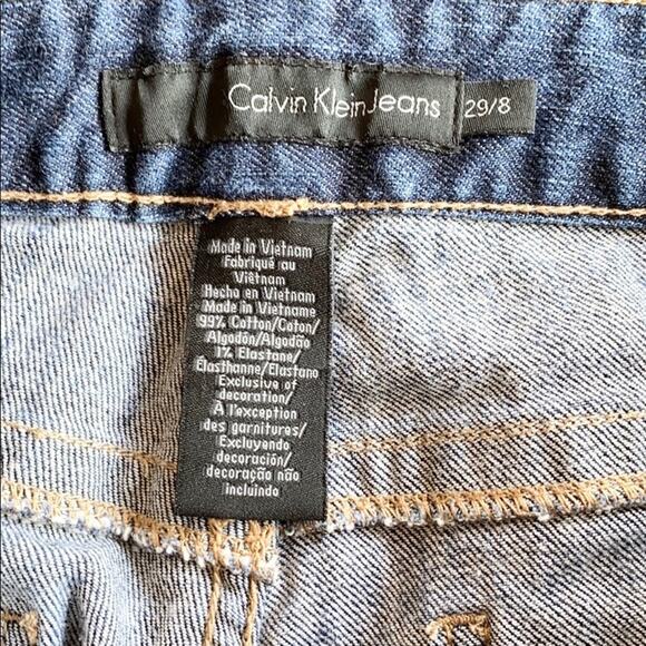 Calvin Klein Women Blue Dark Wash Denim Mid Rise Lean Bootcut Jeans Size 29/8 - Picture 11 of 13